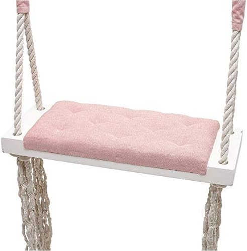 Wooden Hanging Swing with Cushion for Indoor Nursery Décor