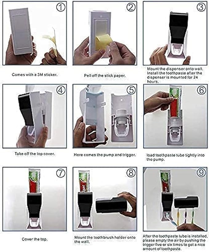 Wall-Mounted Toothbrush Holder with Cover &amp; 3M Adhesive