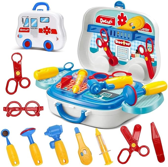 14-Piece Pretend Play Medical Kit with Carry Case (Multicolor)
