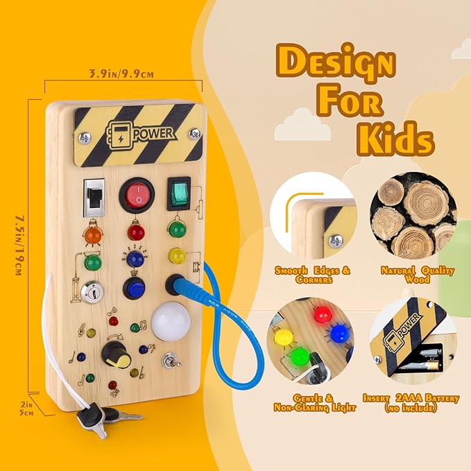 Wooden LED Light Sensory Toy for Toddlers Ages 1+