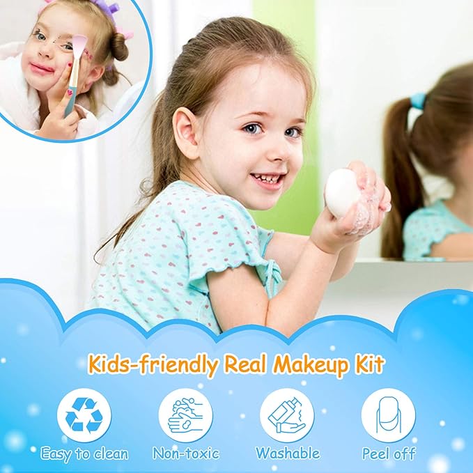 21-Piece Washable &amp; Non-Toxic Cosmetic Set for Girls Ages 3+