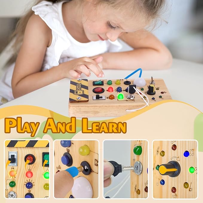 Wooden LED Light Sensory Toy for Toddlers Ages 1+
