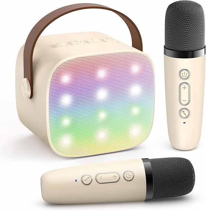 Portable Bluetooth Speaker with 2 Wireless Mics for Kids & Adults
