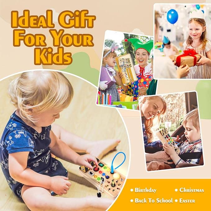 Wooden LED Light Sensory Toy for Toddlers Ages 1+