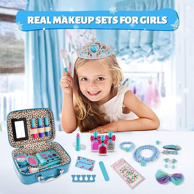 21-Piece Washable &amp; Non-Toxic Cosmetic Set for Girls Ages 3+