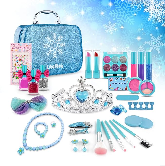 21-Piece Washable &amp; Non-Toxic Cosmetic Set for Girls Ages 3+