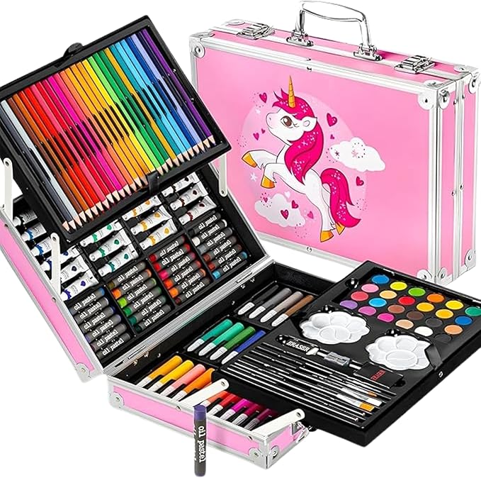 145-Piece Drawing & Painting Kit (Pink Case)