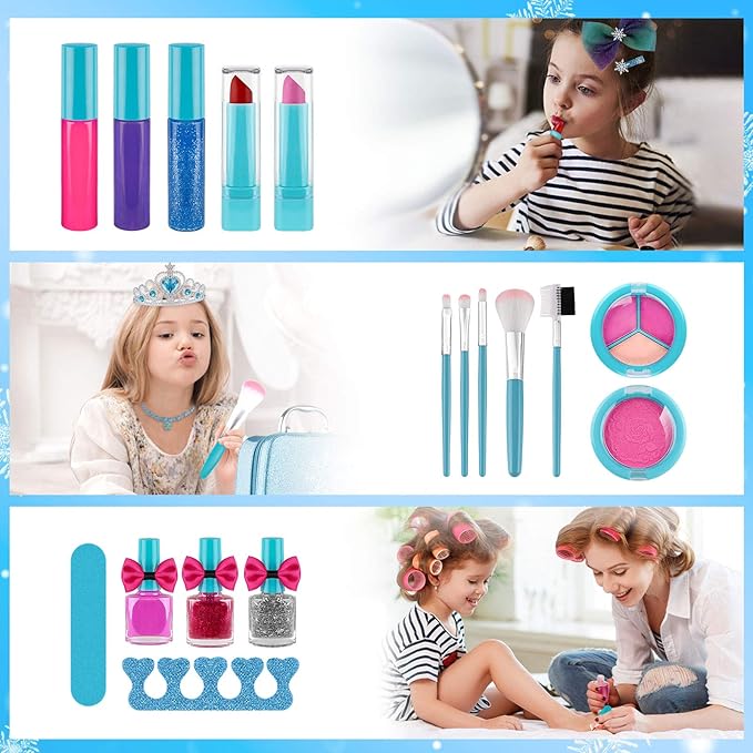 21-Piece Washable &amp; Non-Toxic Cosmetic Set for Girls Ages 3+