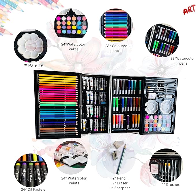 145-Piece Drawing & Painting Kit (Pink Case)