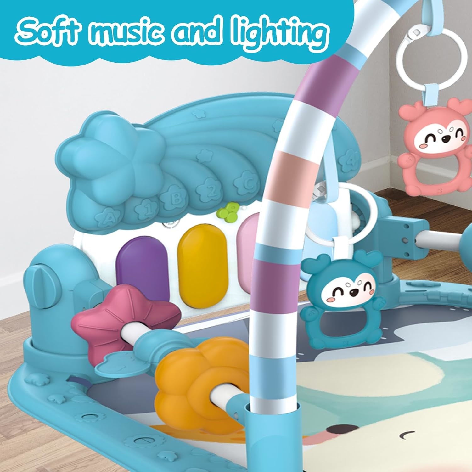 Kids Musical Piano Gym Mat With Music & Lights