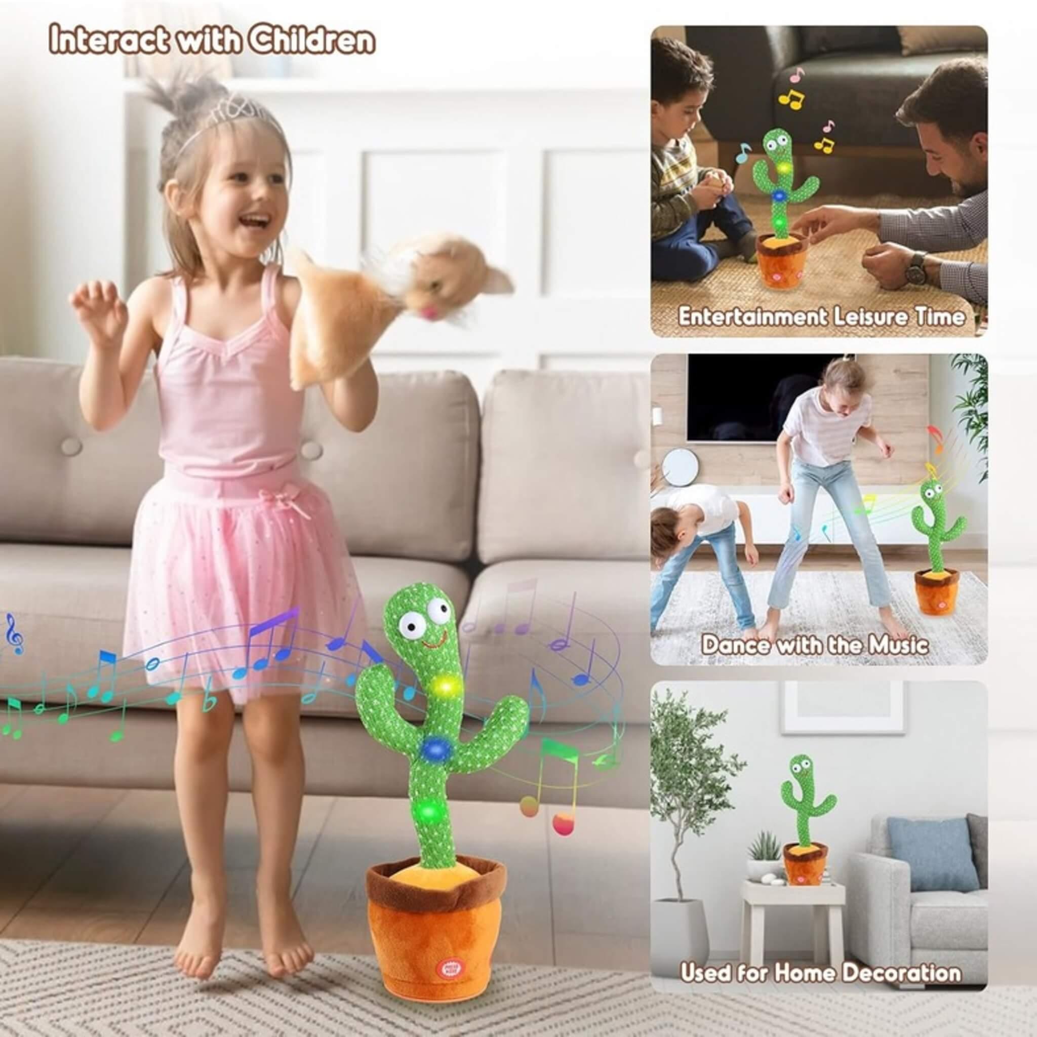 Dancing Cactus Baby Toy - Talking and Mimicking Cactus with LED Lights, 120 Songs, and Musical Fun for 6-12 Months - Bonjera