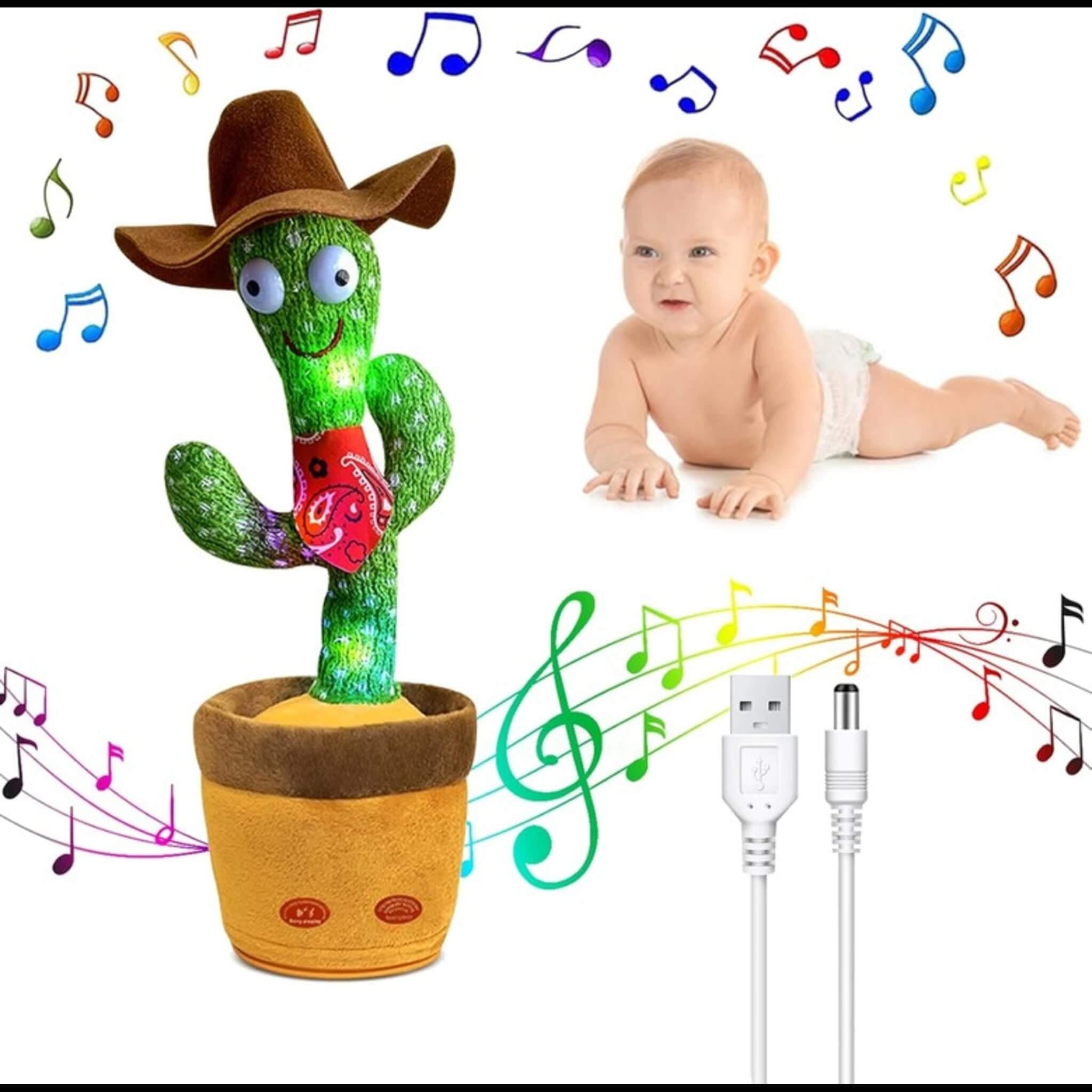 Dancing Cactus Baby Toy - Talking and Mimicking Cactus with LED Lights, 120 Songs, and Musical Fun for 6-12 Months - Bonjera